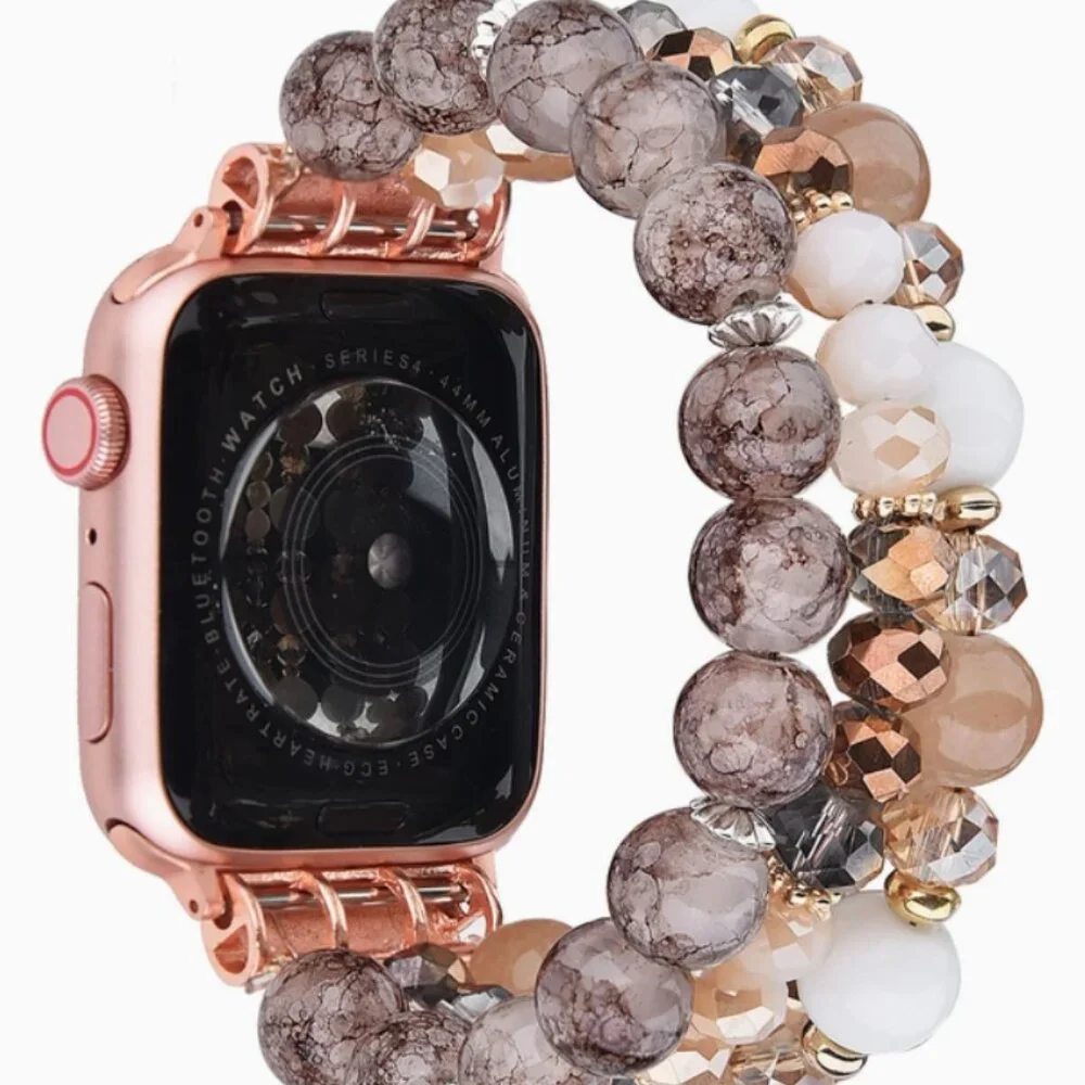 Coffee Pearl Beaded Apple Watch Bracelet